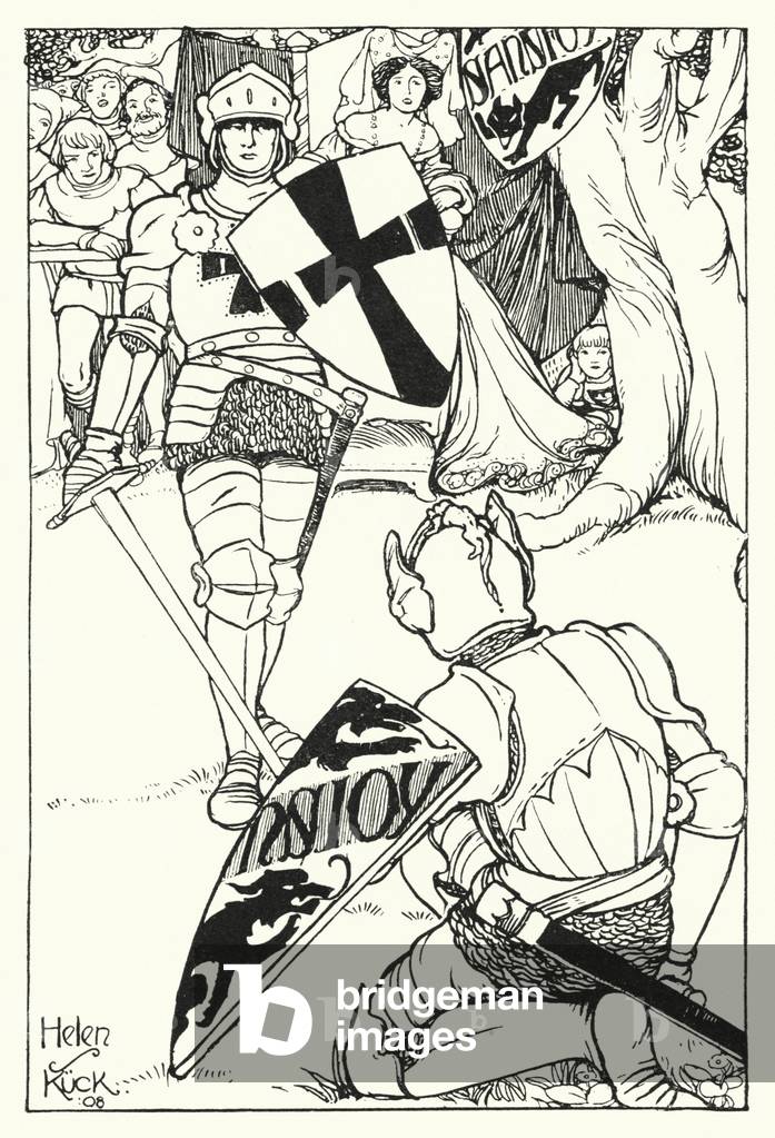 "Croce Rossa sconfigge Sans Joy (incisione)" di Helen S. Kuck, b/w