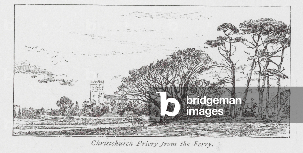 Immagine di Stampa "Christchurch Priory dal traghetto (litografia)" 1901 di Arthur Bentley Connor