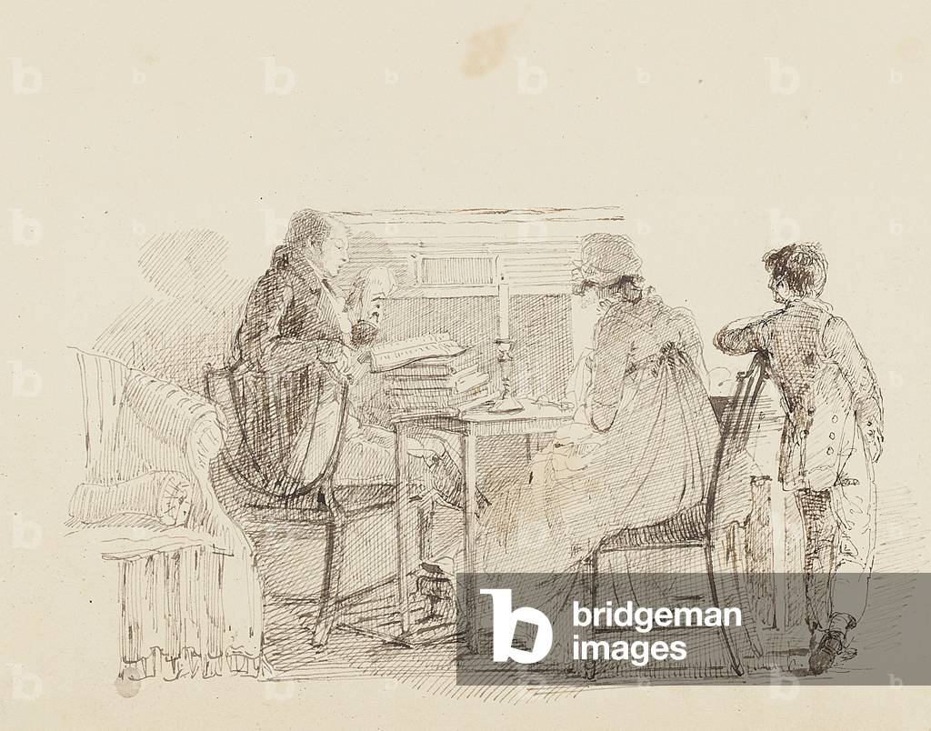 Tre dal camino, 1805 (penna & inchiostro su carta)