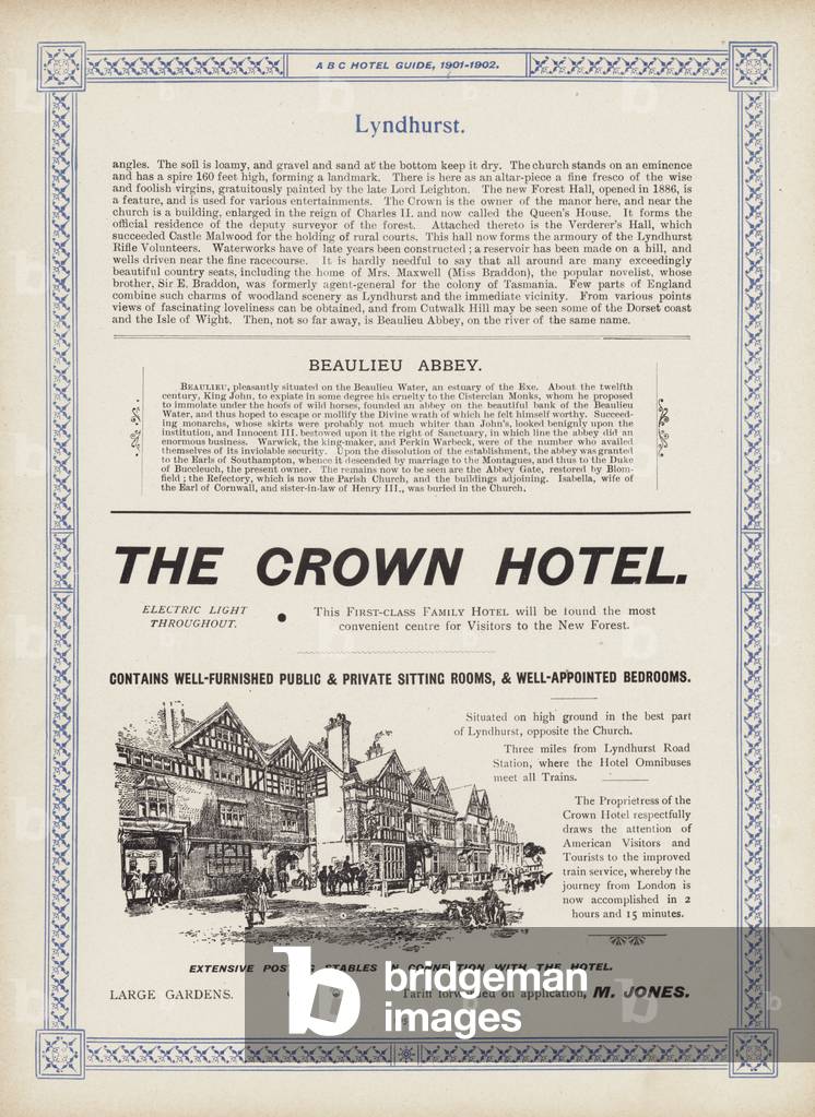 Image of Print depicting Page from the ABC Hotel Guide for Travellers and Tourists 1901 by English Artist