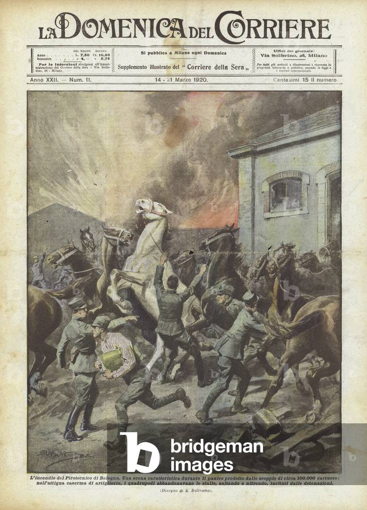 Das Feuer des Bologna-Feuerwerks (Colour Litho)