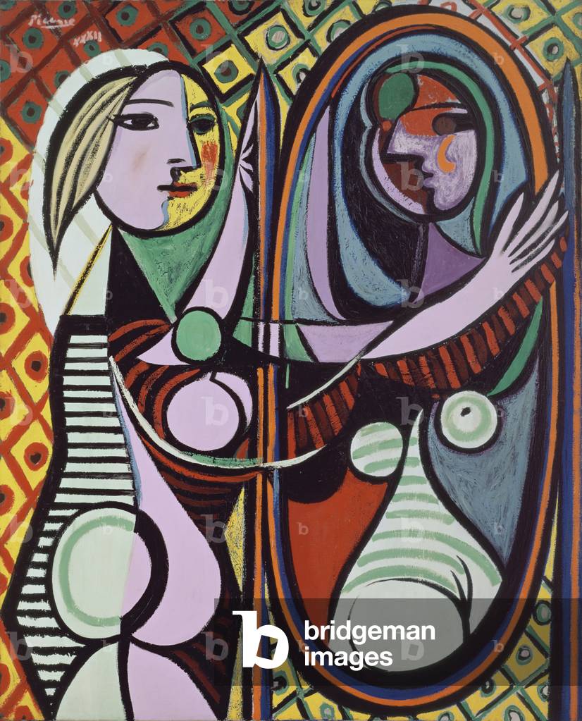 Mädchen vor einem Spiegel, 1932 (Öl auf Leinwand)