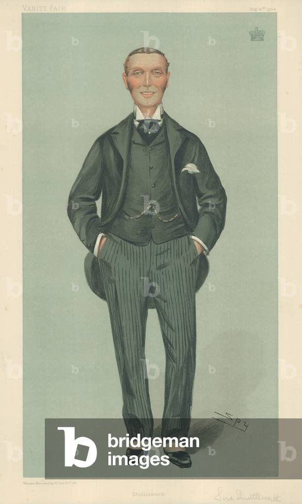 The Right Hon Lord Shuttleworth of Gawthorpe, Shuttleworth, 18 August 1904, Vanity Fair cartoon (colour litho)