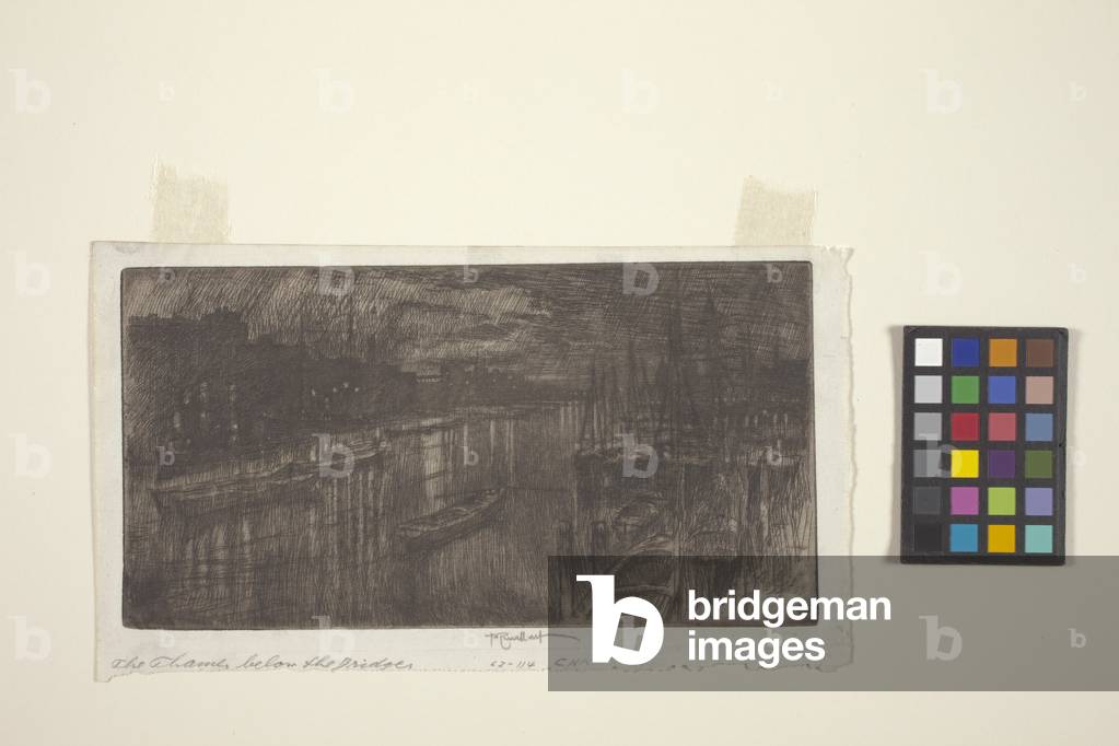 Die Themse unter der Brücke (Radierung)