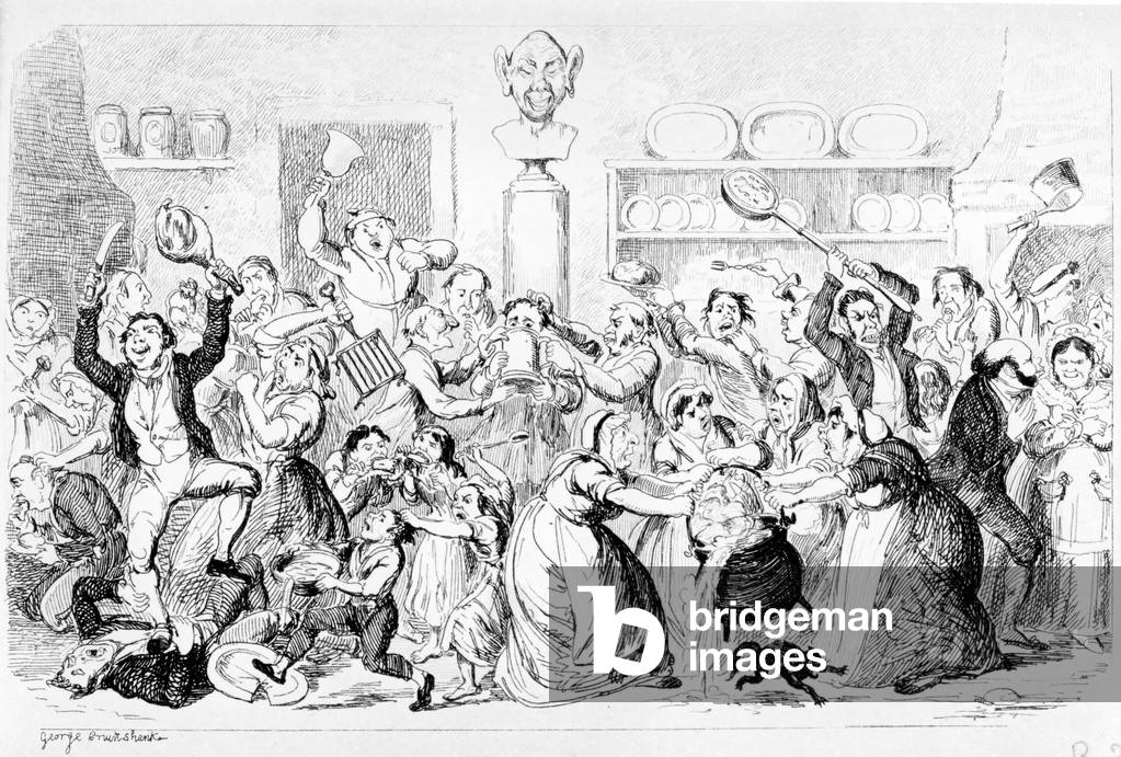 Image of New Harmony All Owin' No payin', 1845 (etching) by