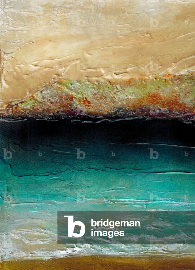 OCEAN CALLING 1 TEAL GREEN GOLD , 2021 (Acrylic Mixed Media)