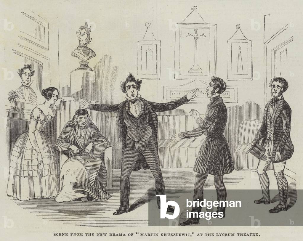 Scena dal nuovo dramma di «Martin Chuzzlewit», al Lyceum Theatre (incisione)