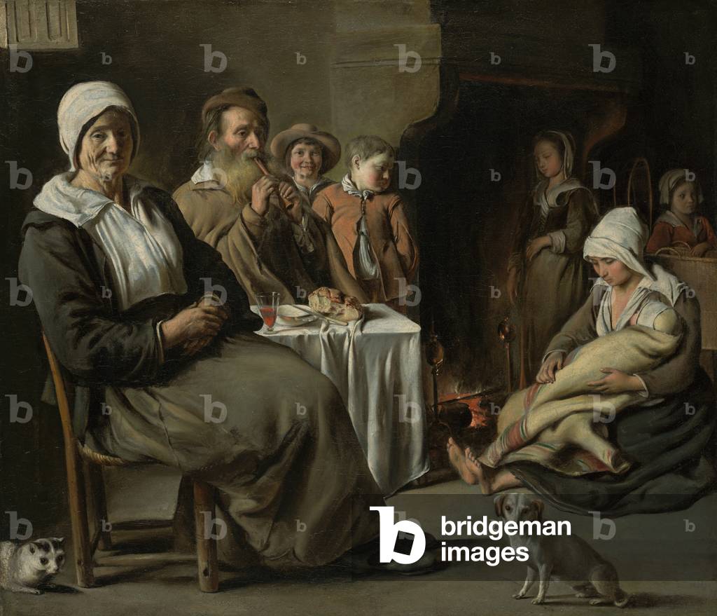 Immagine di Dipinto "contadino interni con un vecchio flauto giocatore", c.1642 di Le Nain Brothers