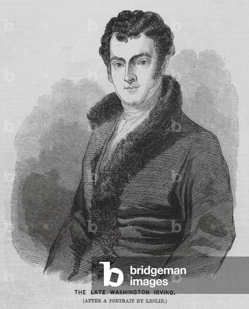Washington Irving, American author, historian and diplomat (engraving)