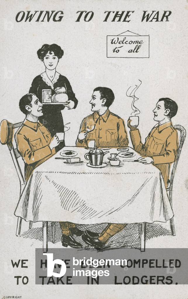 "Soldaten-Mieter im 1. Weltkrieg (Farbe Litho)" 1901 von English School