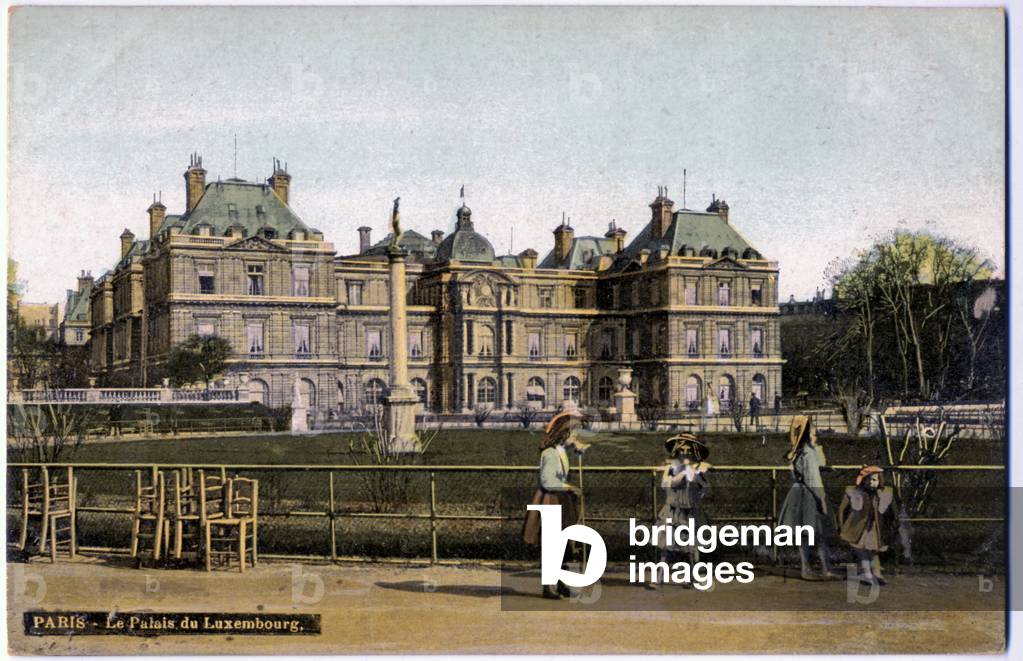 "Geographie. Frankreich. Paris. Jardin du Luxembourg. Der Senat. Postkarte"