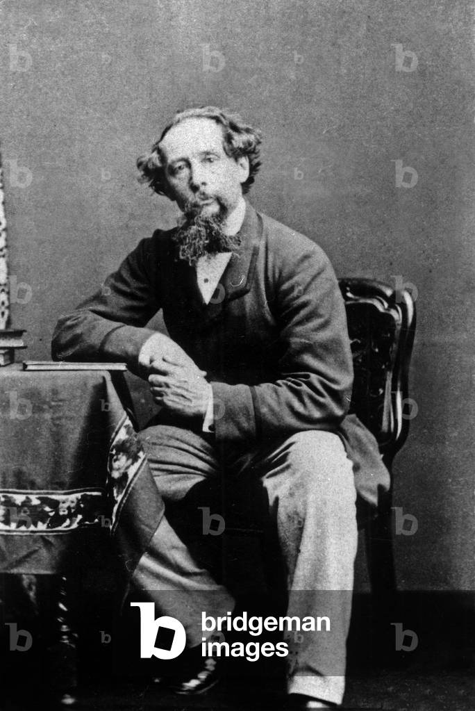 Charles Dickens, 1860 circa (foto b/n)