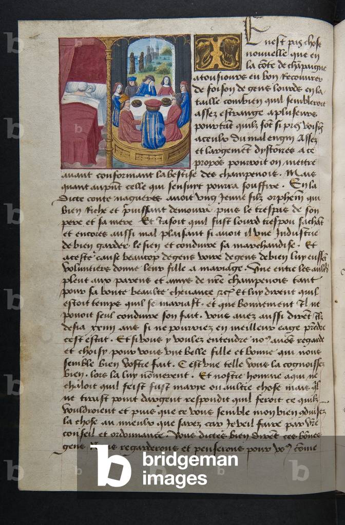 MS Hunter 252 042v Page from 'Cent Nouvelles Nouvelles c.1461-62 by French Artist