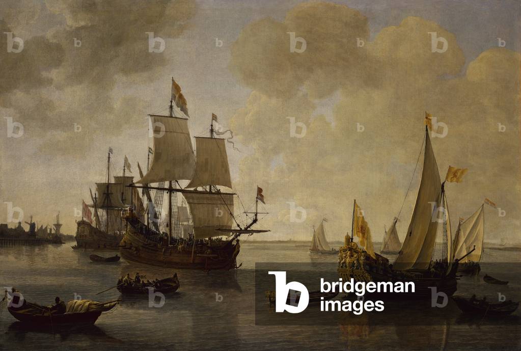 The States Yacht del Principe Guglielmo II di Orange con altri Shipping (olio su tela)