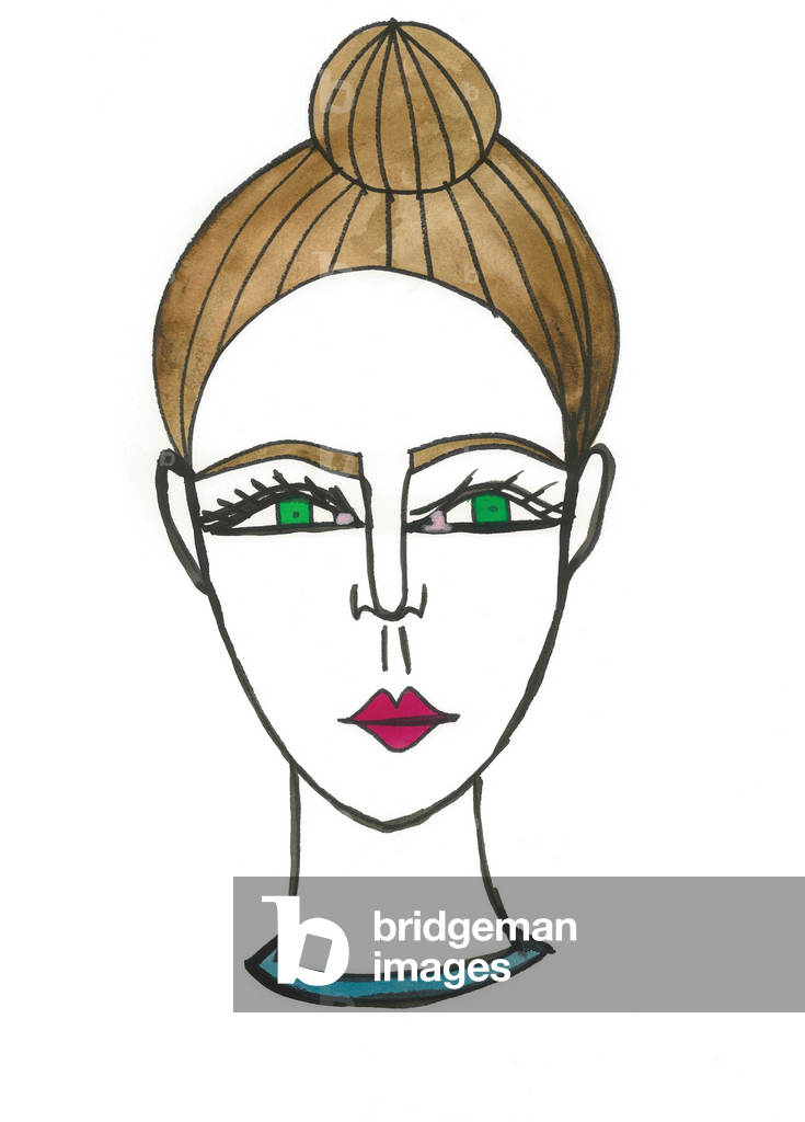 Capelli a crocchia, 2024 (penna con pittura su carta)