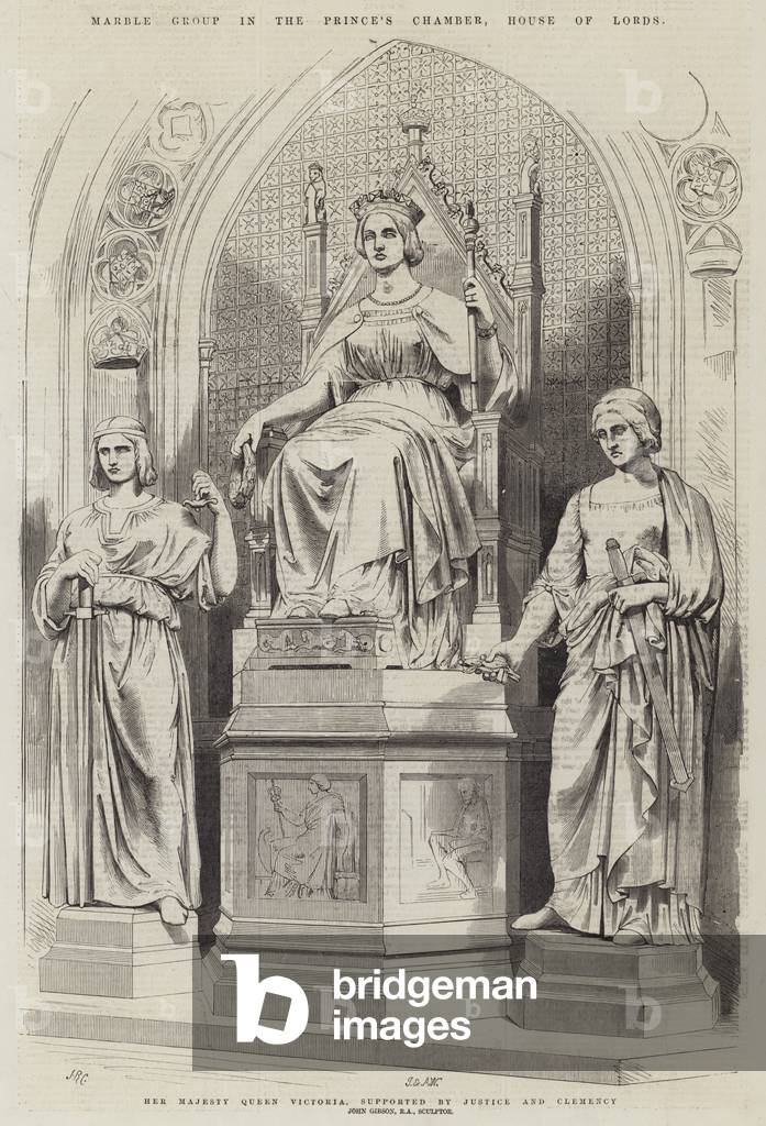 Marmor-Gruppe in der Fürstenkammer, Haus der Herren (Gravur)