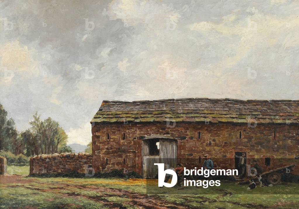 Bauernhof Szene, Norden Cumberland - Die Ringer, c.1959 (öl auf leinwand)