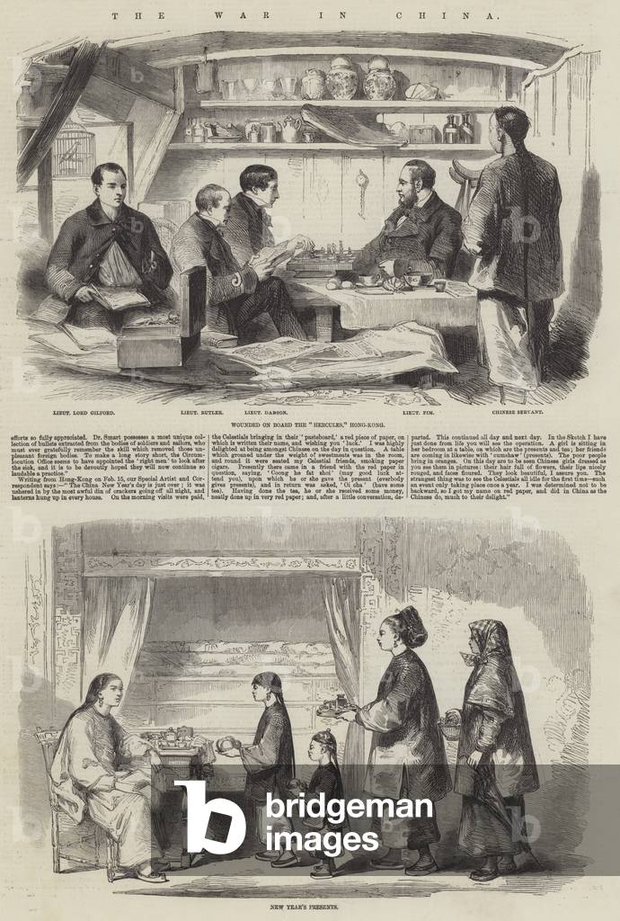"La guerra in Cina (incisione)" 1858 di English School, b/w