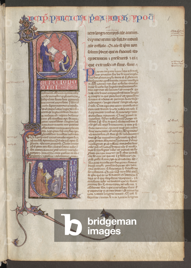 Bild von Manuskript "Ganze Seite: Text und Initiale P: Constantinus Africanus von Montecassino und Gauco" 1300
