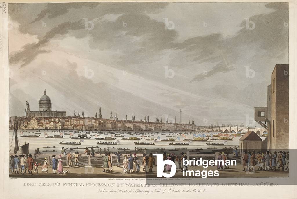 Lord Nelson's funeral Procession by water from Greenwich to Whitehall