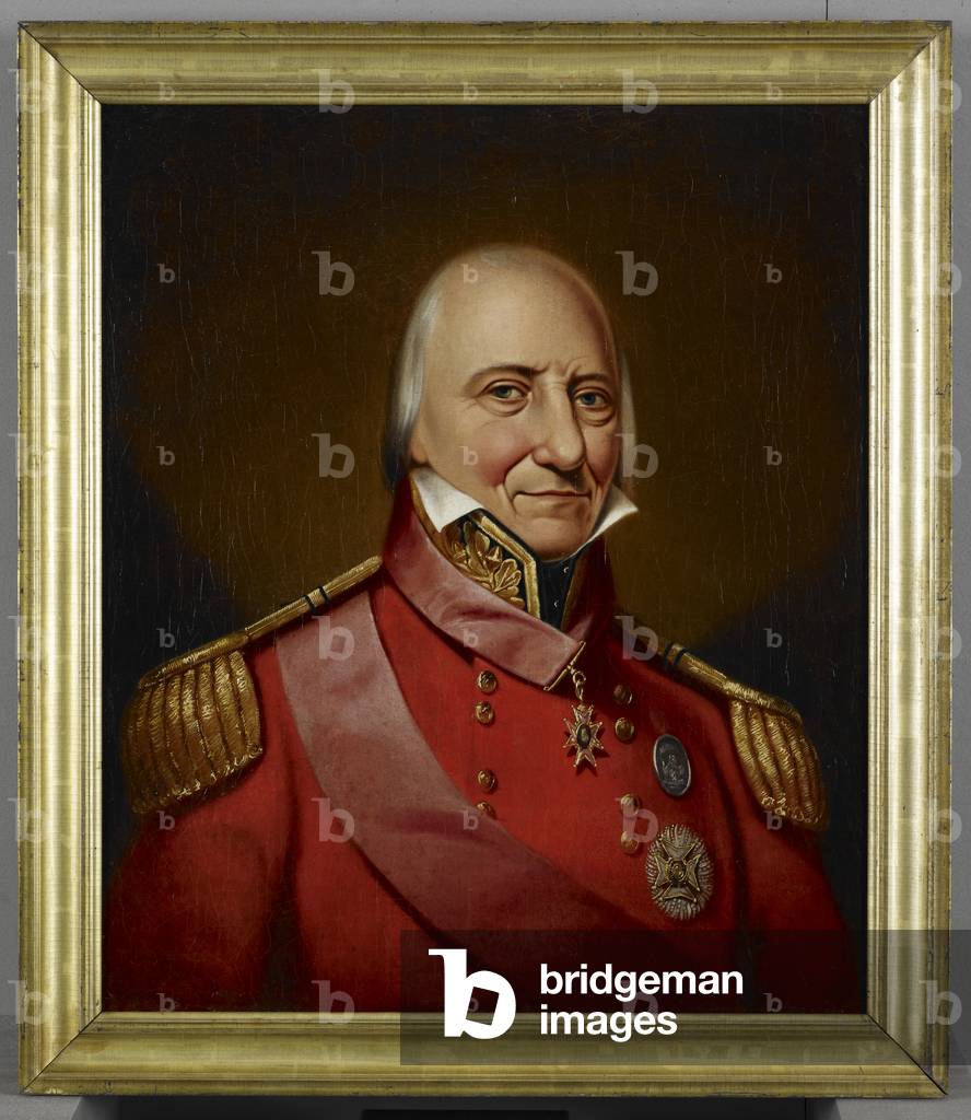Ritratto di testa e spalle del generale John Withington Adams (1764-1837), esercito del Bengala, rivolto a des