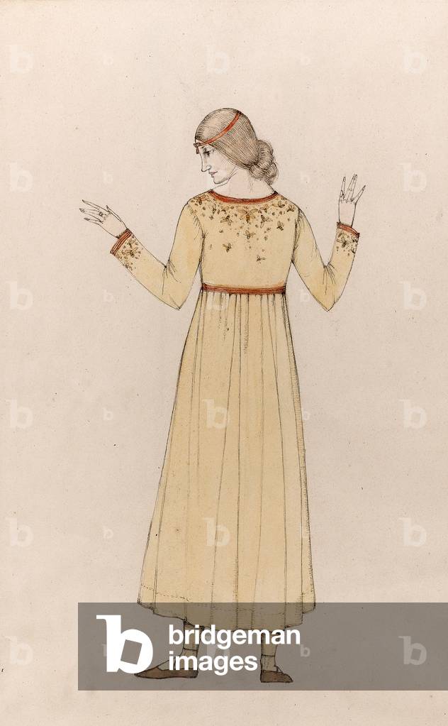 Bild von Zeichnung "Selbstporträt (Stift und Tinte mit Waschung auf Papier)" von Winifred Knights, b/w