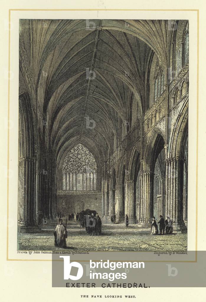 Exeter Cathedral by John Francis Salmon, b/w