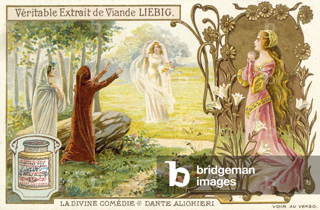 Szene aus göttlicher Komödie, von Dante Alighieri (chromolitho)