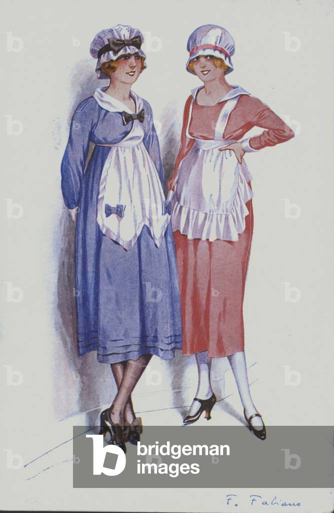 Two waitresses (colour litho)