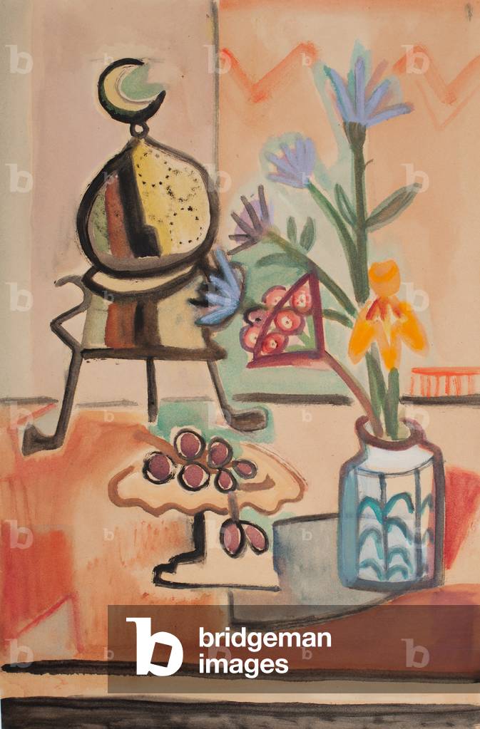 "ohne titel stillleben - Vase mit blumen (öl waschen auf gewebtes papier)" von Helen Stein