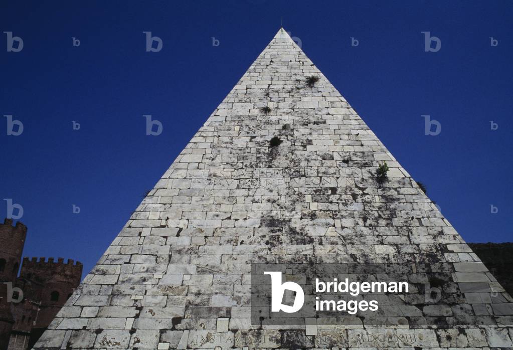 Image of Carrara marble cladding, east side of Pyramid of Cestius, Egyptian