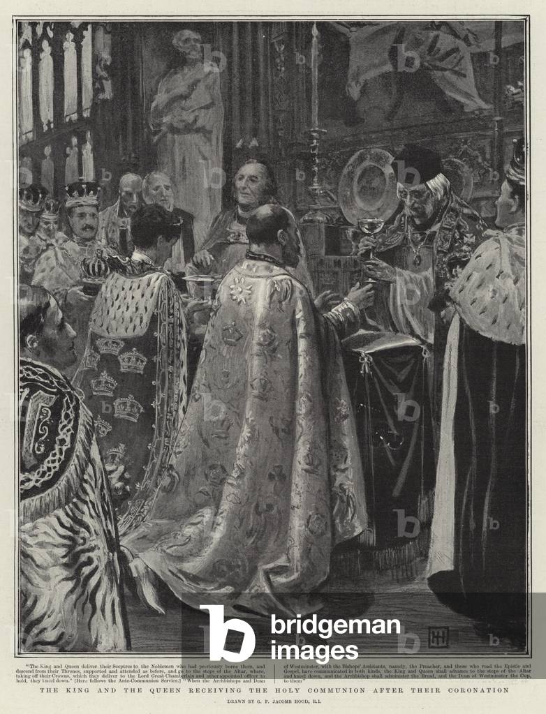 The King and Queen receiving the Holy Communion after their Coronation (engraving)