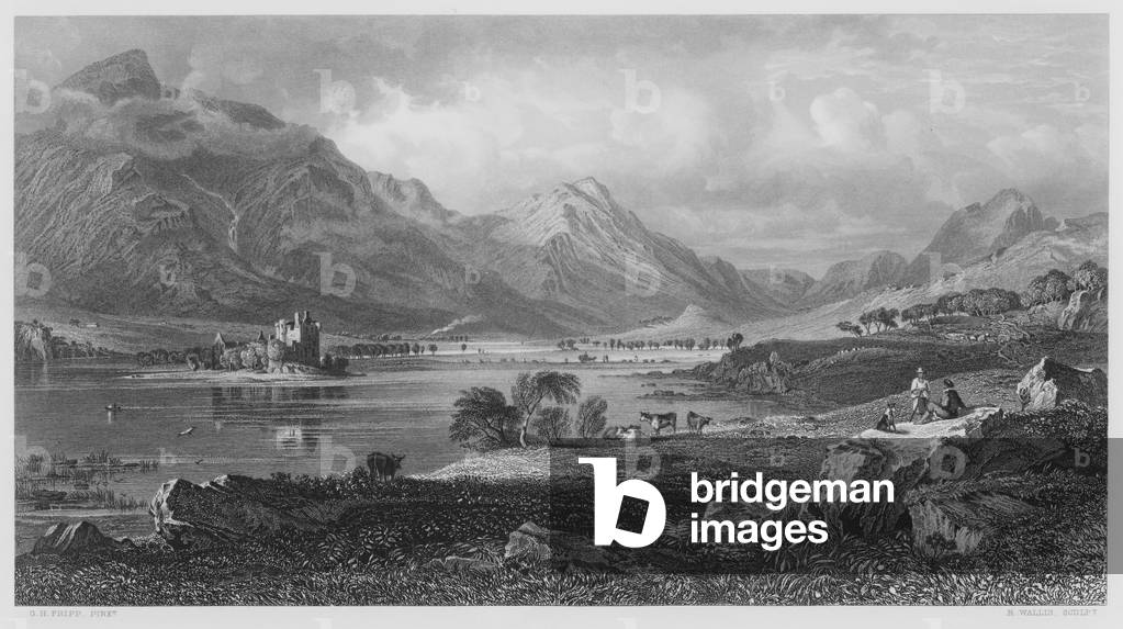 Kilchurn Castle by English Artist, b/w