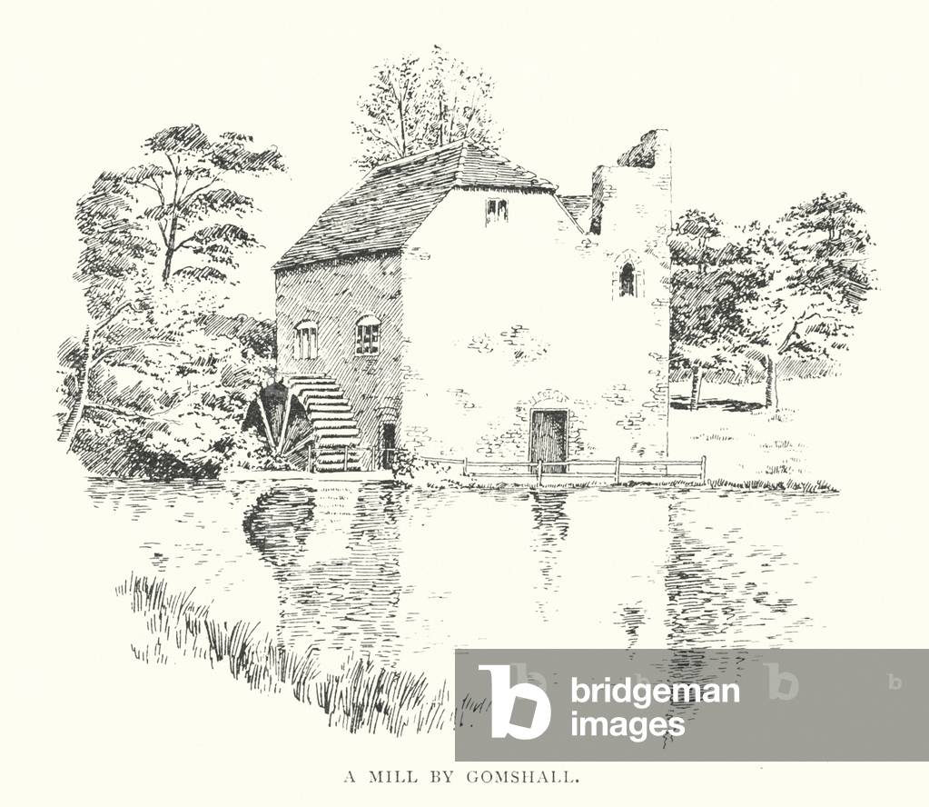 Image of Print depicting A mill by Gomshall (litho) 1901 by Duncan Moul