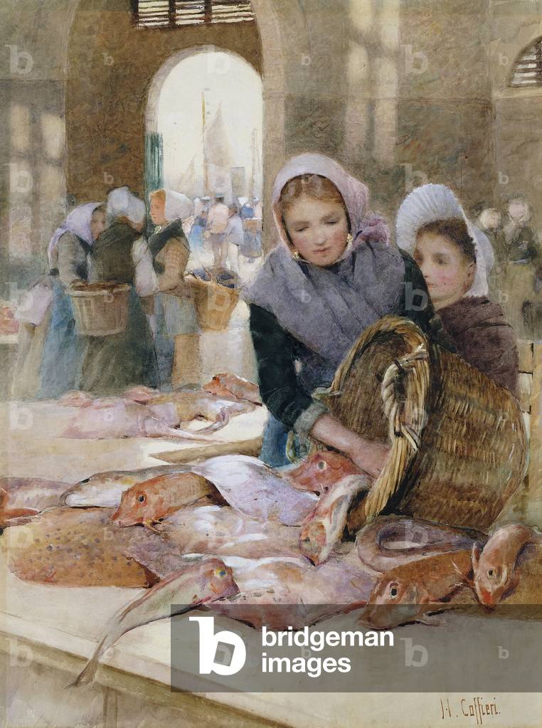 Immagine di Disegno "Donne nel mercato del pesce" di Hector Caffieri