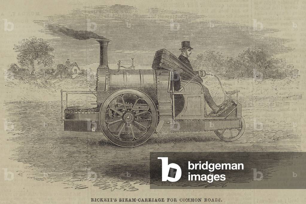 Porte-Vapeur de Rickett pour routes communes (gravure) par English School, b/w