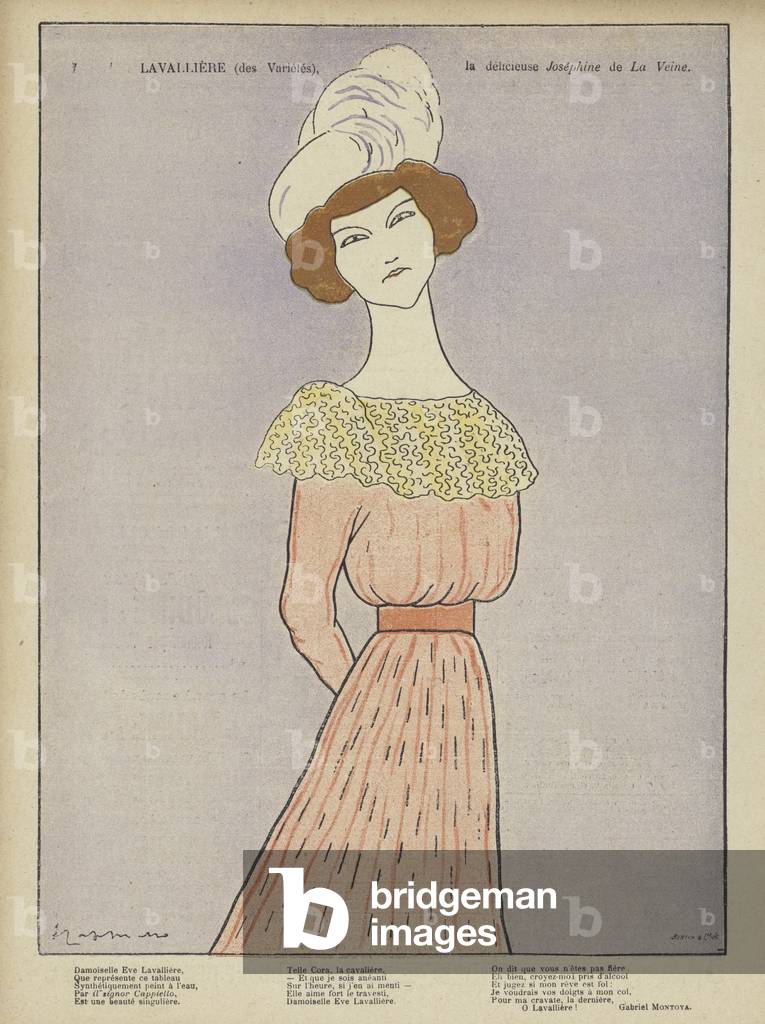 Illustration for Le Rire (colour litho) by French Artist, b/w