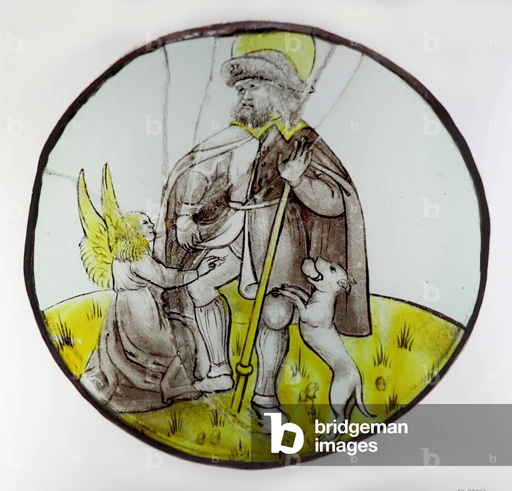 Window w74 depicting St Roche (stained glass) by French Artist