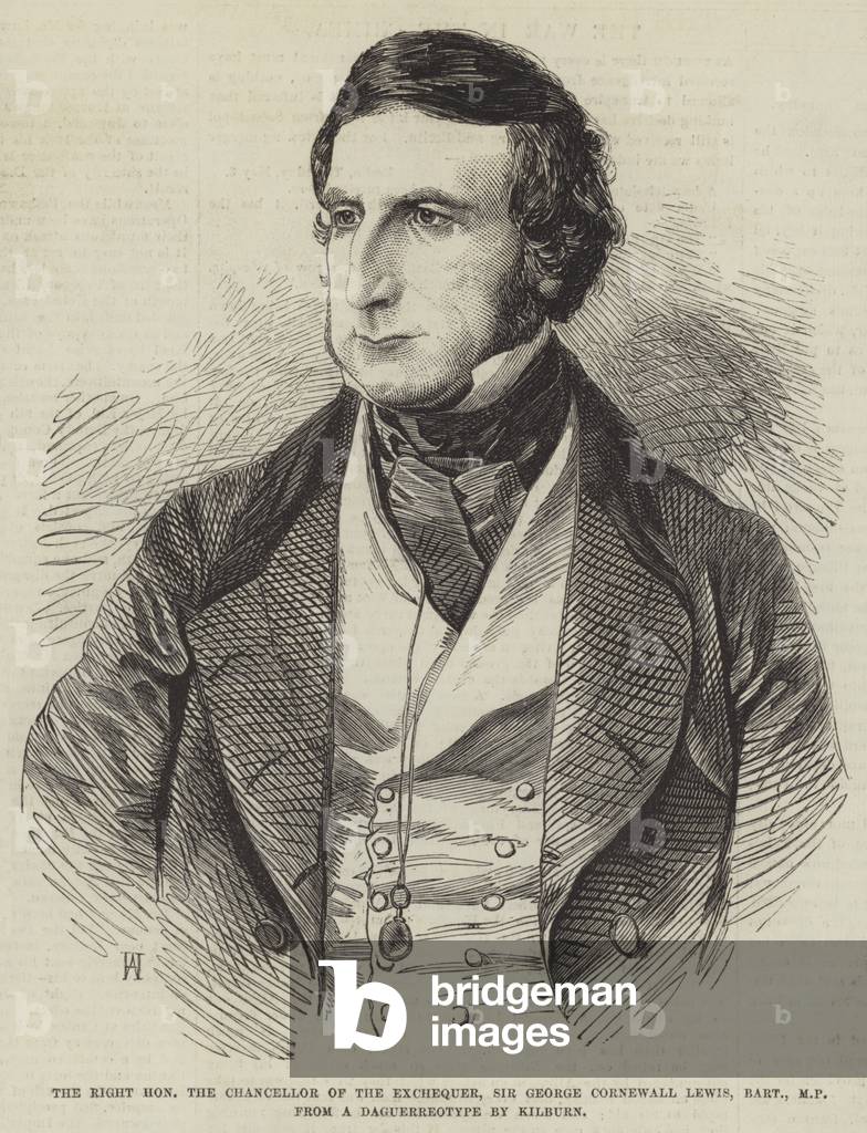 "Il diritto Onorevole il Cancelliere dello Scacchiere" 1855 di English School, b/w