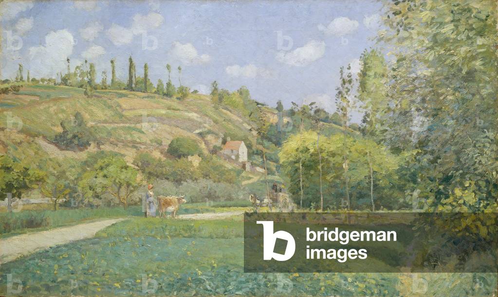 Bild von Gemälde "Ein Kuhhirte in Valhermeil" 1874 von Camille Pissarro