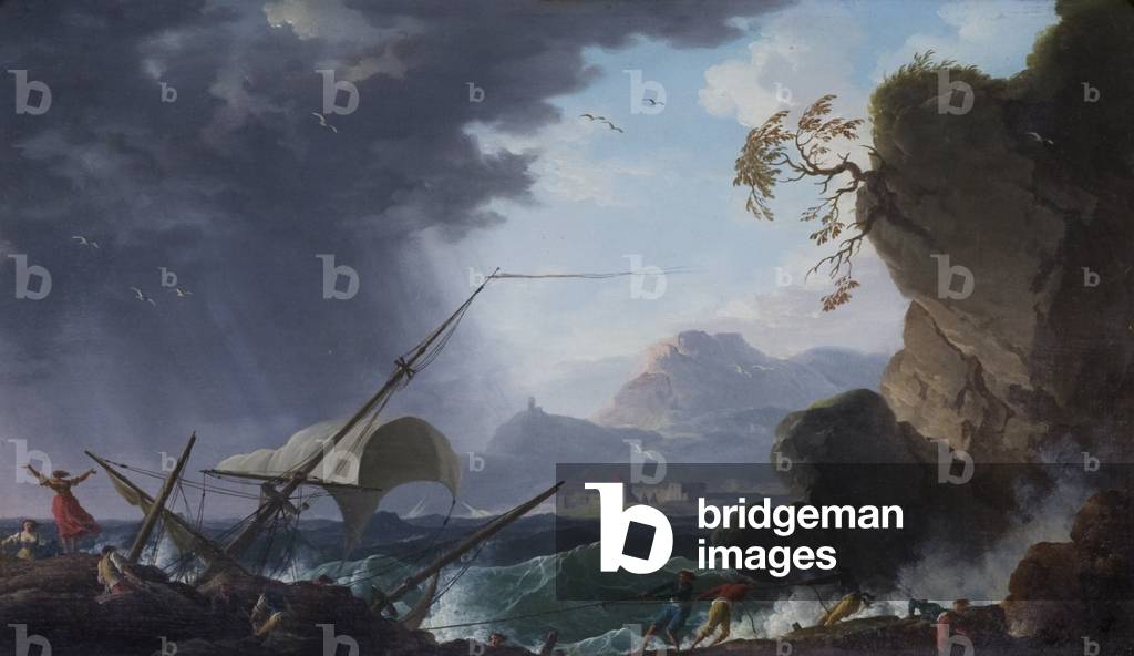 Ein Wrack auf einer felsigen Küste (öl auf leinwand)