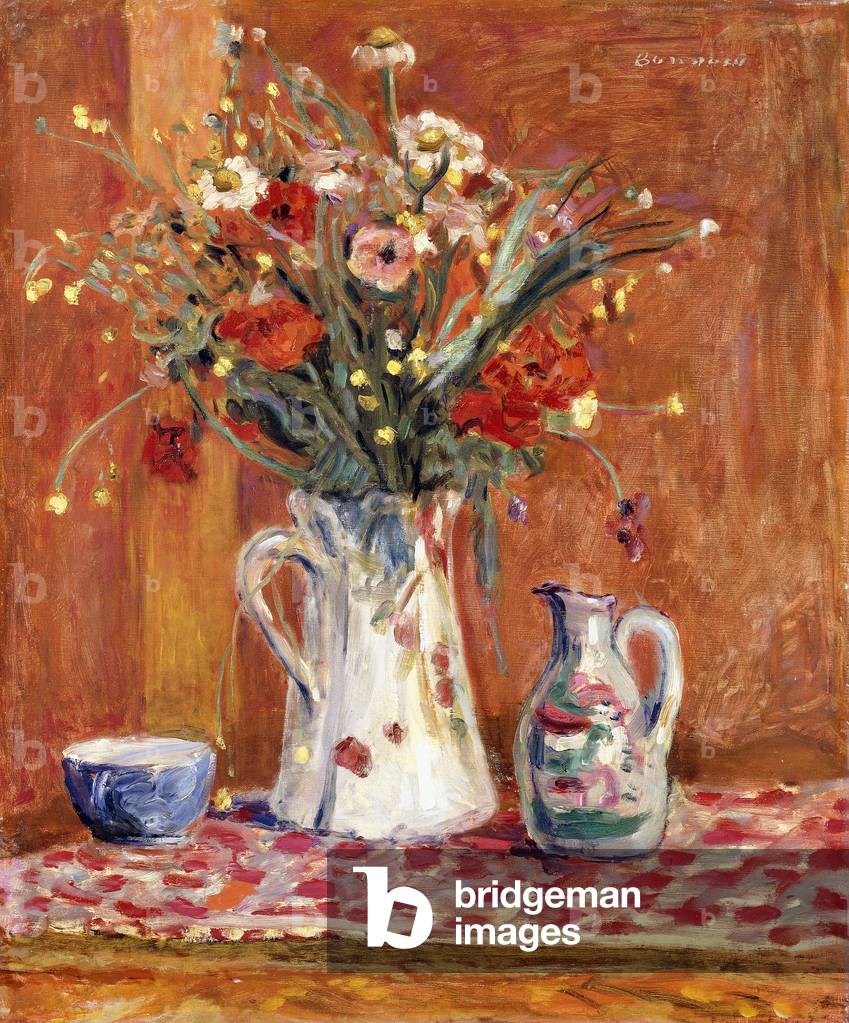 Image of Painting depicting Flowers with Pottery, 1913 by Pierre Bonnard