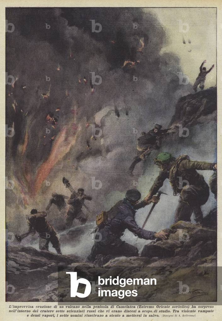 Image of The sudden eruption of a volcano on the Camciatca Peninsula by