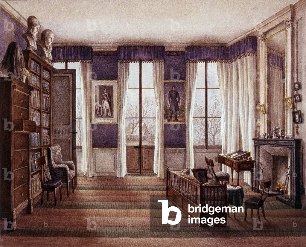 Vista di uno studio al tempo di Luigi Filippo (1830-1848), Francia, incisione