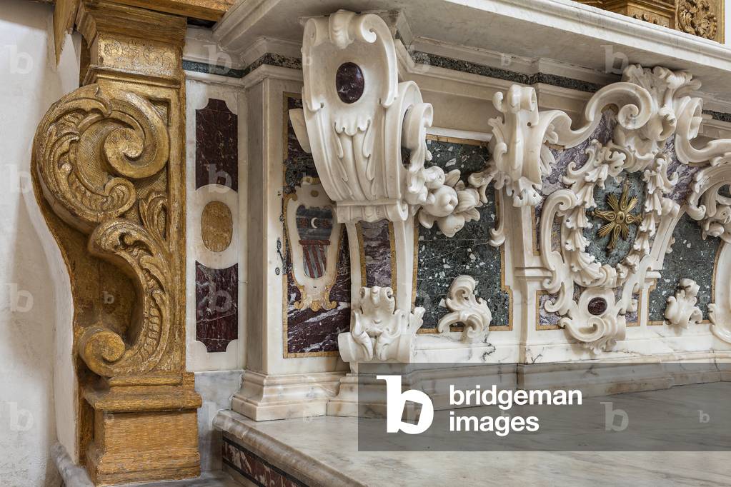 Left nave, Marble Altar of San Francesco Da Paola (late 18th century), Basilica Co-cathedral Maria S. della Ma