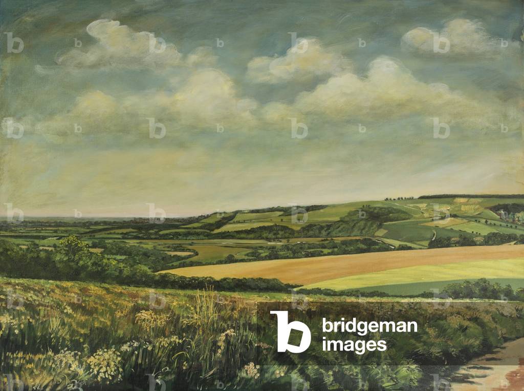 Bild von Gemälde "Arundel Schloss von der Downs" 1995 von Margaret Hartnett