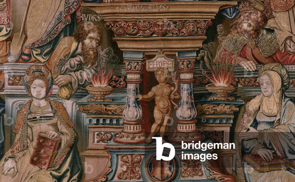 Flemish tapestry. Series The Honours. Faith (La Fe). First tapestry in the series. Model Cartoonists from the 