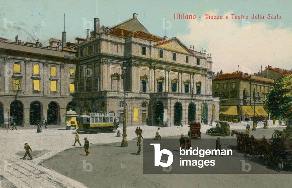 Immagine di Fotografia "Milano - Piazza e Teatro alla Scala. Cartolina postale inviata nel 1913.", 1913 di Ita
