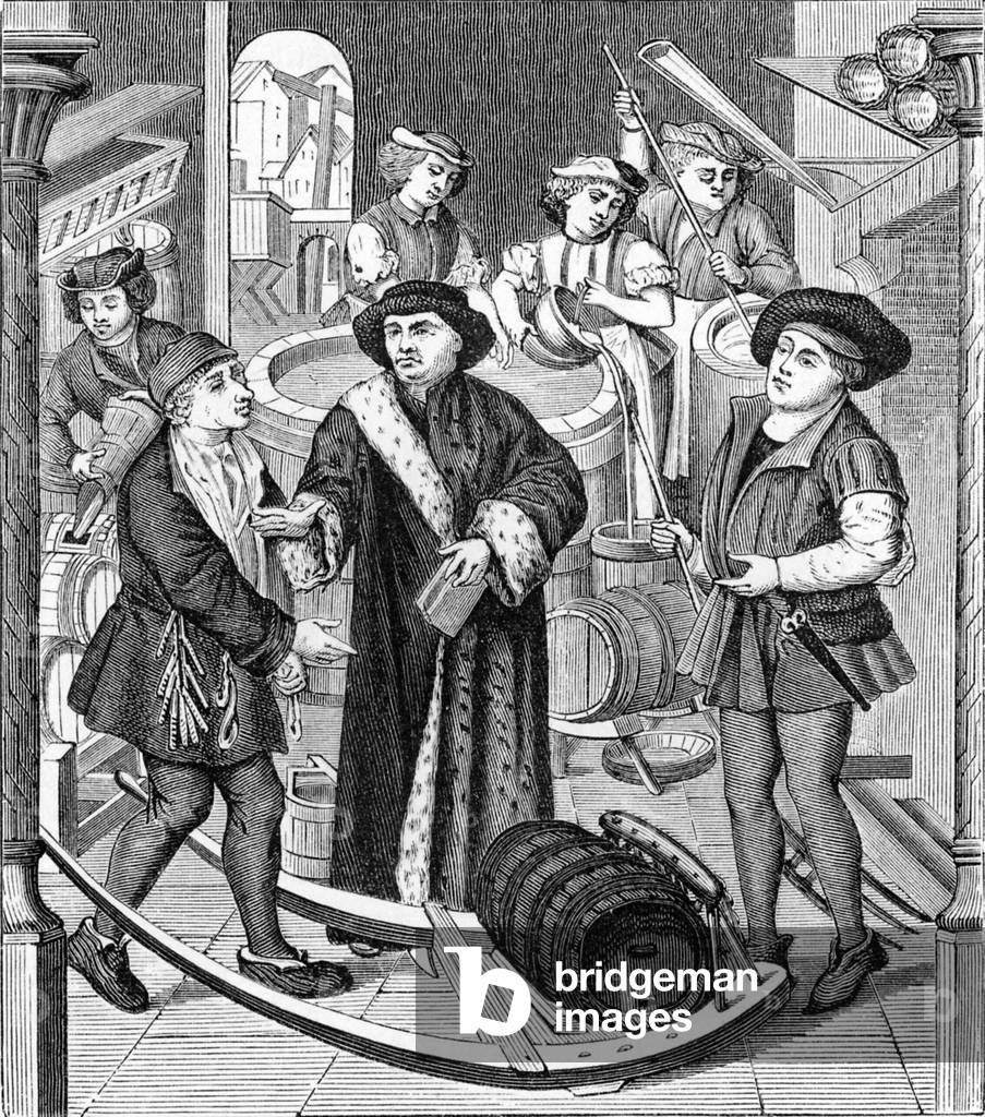 The Bishop of Tournai receiving the tithe of beer, b/w