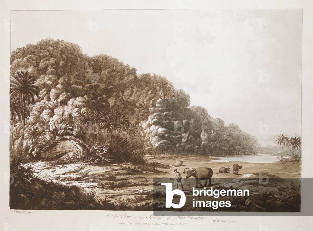 "Ein Blick auf die Insel Pulo Condore. Landschaft mit einem Mann"